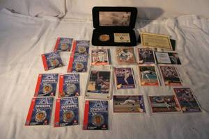 lot 172 image: Sports Memorabilia 2007 Cowboys Medallions, 1951 Mickey Mantle Coin, and Trading cards