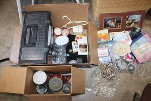 lot 181 image: Misc. Lot Portable File Box, Soap Dish, Native American Prints, Non-Stick Glue Pads and More