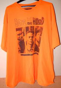 lot 12 image: VINTAGE BOYZ IN THE HOOD ORANGE TEE - SIZE 2XL