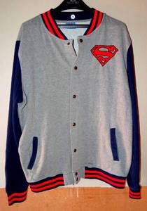 lot 13 image: Superman Youth Size (14) Grey Blue DC Comics Varsity Style Jacket Sweater