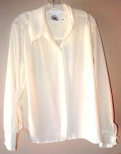 lot 39 image: RENA ROWEN BY SAVILLE LONG SLEEVE WHITE BLOUSE - SIZE 14