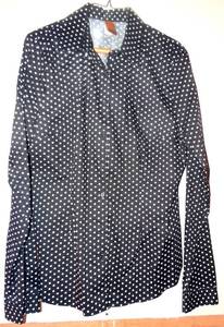 lot 43 image: LEL LONG ELEGANT LEGS POLKA DOT LONG SLEEVE BLOUSE - SIZE MEDIUM