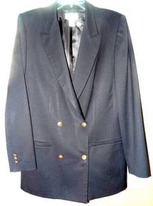 lot 44 image: PENDLETON Wool Jacket - 100% Pure Virgin Wool - BLACK DOUBLE BREASTED - Ladies TALL 10 -  American Made in USA