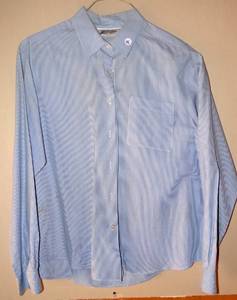 lot 46 image: YVES ST CLAIR WHITE & BLUE STRIPED LONG SLEEVE BLOUSE