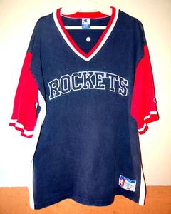 lot 56 image: OFFICIAL NBA GEAR - HOUSTON ROCKETS EMBROIDERED RED WHITE & BLUE SHIRT - SIZE 2XL