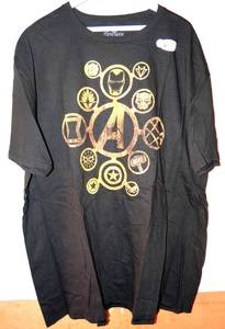 lot 61 image: AUTHENTIC AVENGERS BLACK TEE  SIZE XXL