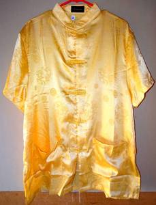 lot 66 image: LAISHILONG Summer Traditional Chinese Mens Kung fu Shirt Top - YELLOW - SIZE XL