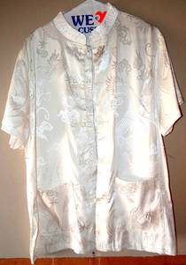 lot 81 image: LAISHILONG Summer Traditional Chinese Mens Kung fu Shirt Top - WHITE - SIZE XL