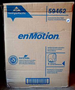 lot 122 image: NEW IN BOX - Georgia Pacific Enmotion 59462 Classic Automated Touchless Paper Towel Dispenser, Black $$
