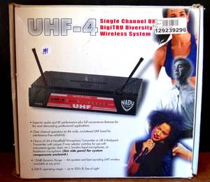 lot 141 image: Nady UHF-4 Handheld Wireless System Band 10 - COMPLETE IN OPEN BOX $$$