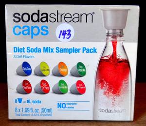 lot 143 image: Soda Stream Diet Soda Cap Regular Variety Pack 8 X 52ml