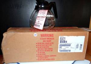 lot 187 image: NEW LOT OF 3 - BLOOMFIELD GLASS COFFEE DECANTERS