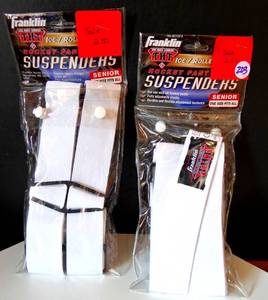 lot 203 image: NEW LOT OF 2 - FRANKLIN HOCKEY PANTS SUSPENDERS - WHITE