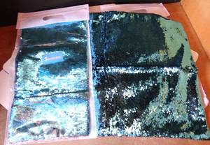 lot 216 image: LOT OF 2 - SONICEE TWO SIDED SEQUIN PILLOW COVERS GREENPINK