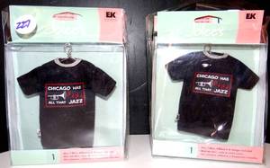 lot 227 image: Jolees Mini T-Shirt Chicago Illinois Jazz Adhesive Hanger Included - Black  LOT OF 6 NIP $$