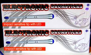 lot 233 image: NEW Electronic Drumsticks, Battery-Powered Air Drum Rock Beat Rhythm Stick Air Drumsticks with LED Lights and Multiple Built-in Instrument Sounds (X2)