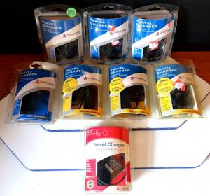 lot 280 image: LOT OF 8 NEW MOBILE TRAVEL CHARGERS - SEE PICS FOR ACTUAL FITS