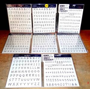 lot 290 image: ALPHABET STICKERS - 8 PACKS WITH 3 SHEETS EACH - NEW