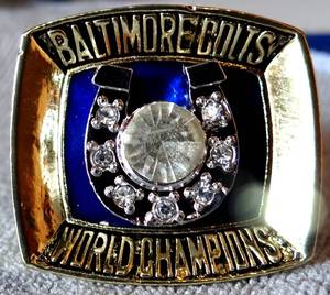 lot 303 image: 1970 Baltimore Colts Super Bowl Championship Ring - JOHNNY UNITAS - SIZE 10