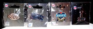 lot 320 image: SUPER BOWL XLV SUPERBOWL COLLECTORS PIN SET (4) - PLAYED AT ATT STADIUM HERE IN ARLINGTON 2011