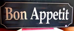 lot 327 image: BON APPETIT WOODEN SIGN - APPROX 10 X 28