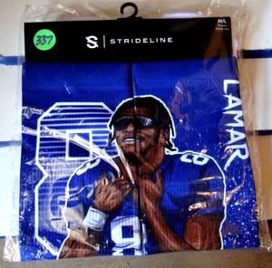 lot 337 image: NIP - Lamar Jackson Baltimore Ravens Strideline Crew Socks ML NEW (RETAIL $17.99)