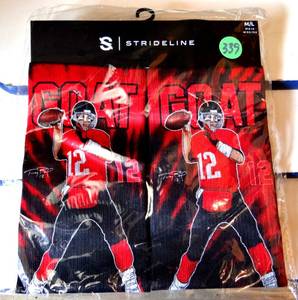 lot 339 image: NIP - TOM THE GOAT BRADY Strideline Crew Socks ML NEW (RETAIL $17.99)