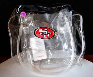 lot 343 image: SAN FRANCISCO 49ers NFL LICENSED CLEAR BOWLER BAG - NIP RETAIL $22.00