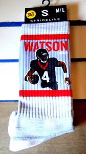 lot 363 image: NIP - DESHAWN WATSON HOUSTON TEXANS Strideline Crew Socks ML NEW (RETAIL $20.00)