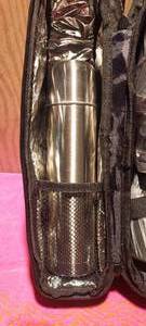 lot 11 image: Unused insulated carry bag with Stainless thermos, cups and plastic spoons
