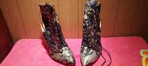 lot 18 image: Chase  Chloe size 10 lace up pointed toe open heel heels