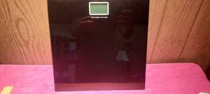 lot 41 image: Black glass digital bathroom scale