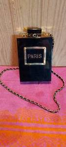 lot 63 image: Vintage WJCD Womens Acrylic Paris Perfume Shaped Banquet Handbag