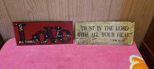 lot 113 image: 2 Tin hanging signs
