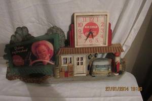 lot 75 image: COCA-COLA SERVICE STATION WALL CLOCK-DRIVE REFRESHED