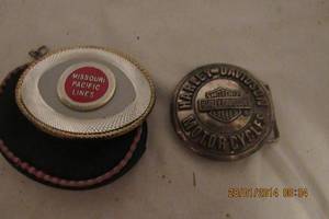 lot 138 image: HARLEY DAVIDSON  AND MISSOURI PACIFIC LINES BELT BUCKLES