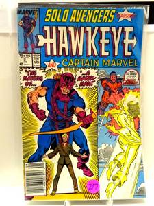 lot 217 image: SOLO AVENGERS #2 HAWKEYE NEW CAPTAIN MARVEL FNVF 1988 MARVEL COMICS