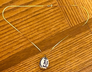 lot 2 image: 18 14kt GOLD CHAIN - MADE IN ITALY wRUSSIAN EGG PENDANT