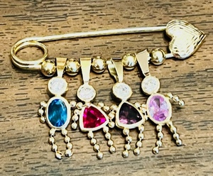 lot 8 image: 14kd PALLADIUM WHITE GOLD PIN wBIRTHSTONES