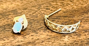 lot 9 image: ONE 585 14kt OPAL &amp ONE 10kt GOLD EARRING - TOTAL 2