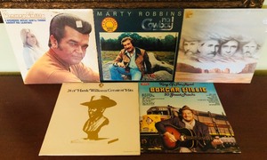 lot 104 image: LOT OF 5 RECORD ALBUMS33s - HANK WILLIAMS  BOX CAR WILLIE  HIGHWAYMAN  MARTY ROBBINS  CONWAY TWITTY