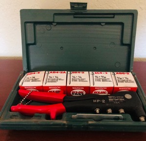 lot 112 image: MARSON NO. 39001 RIVET KIT HP-2 RIVETER &amp ASSORTED RIVETS