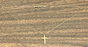 lot 10 image: 16 MADE IN ITALY 14kt GOLD CHAIN w14kt GF (GOLD FILLED) CROSS