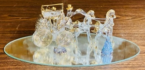lot 69 image: GLASS CINDERELLA CARRIAGE wFAIRY GODMOTHER 11x 6x 3.5