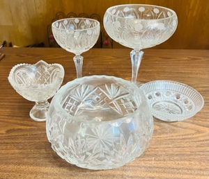 lot 77 image: LOT OF 5 CUT GLASS CANDY DISHES