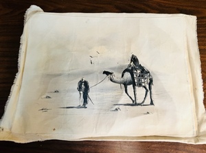 lot 205 image: 1991 ORIGINAL CANVAS PAINTING FROM THE MIDDLE EAST by SAHRIEN 16x 12 - (REMOVED FROM THE FRAME)
