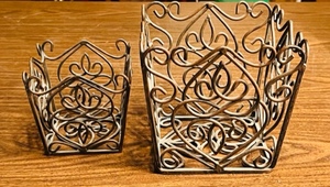 lot 219 image: IRON PLANTER BOX HOLDERS - 6x 6x 6 and 4.5x 4.5x 4