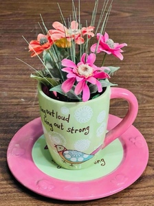 lot 242 image: CRACKER BARREL SWEET SUMMER SONY PLATE &amp COFFEE MUG wFLOWERS