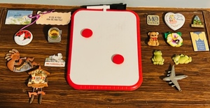 lot 298 image: 16 REFRIGERATOR MAGNETS and MAGNETIC WHITE BOARD