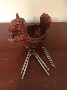 lot 137 image: SQUIRREL WICKER BACK w HAND NUT CRACKERS